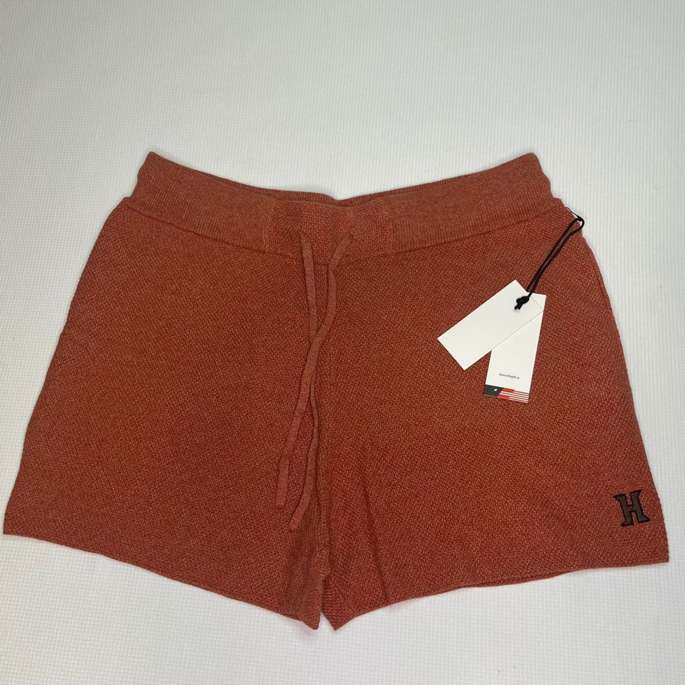 Honor The Gift Womens Rust Orange Knit Shorts Logo Drawstring Size L New